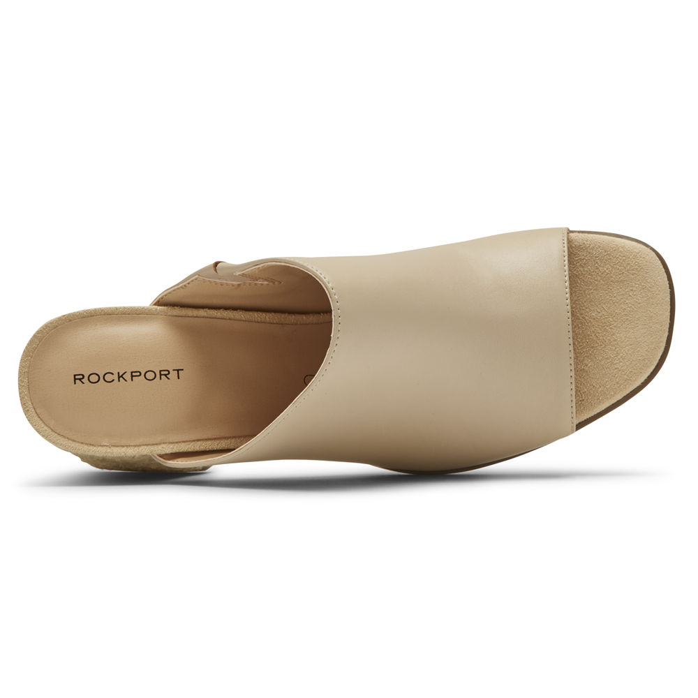 Rockport Singapore Womens Slides - Total Motion Amara Beige - JS0239148